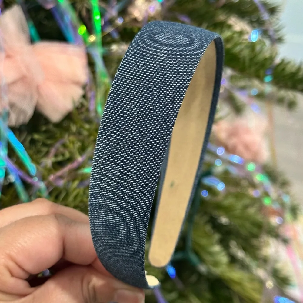 Dark Wash Navy Blue Denim Neutral Minimalist Flat Headband